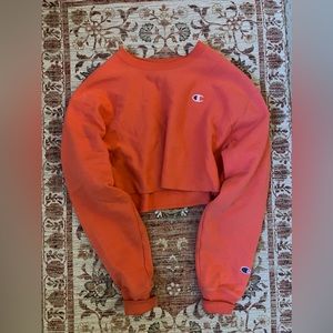 Cropped light orange champion sweater. Perfect for spring and so cute!